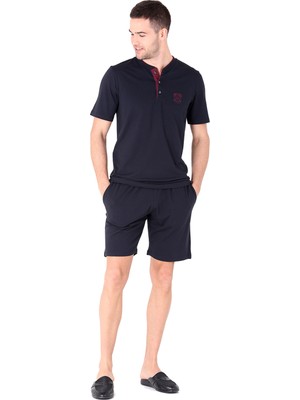 D'S Damat Erkek Şort Pijama Takımı Lacivert Renk ve Konforlu Pamuk Karışımı
