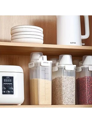 Cansa Ölçü Kabı Kapaklı Bakliyat Saklama Kabı - Kulplu Tasarım - 1800 ml