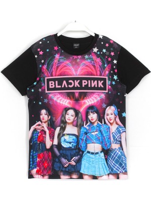 Blackpink K-Pop Grup Dijital Baskı Kız Çocuk Siyah Renk T-Shirt
