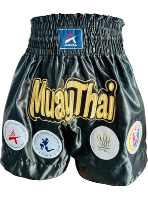 Empressco Siyah Muay Thai Müsabaka Şortu, Rahat ve Şık Tasarım, Dayanıklı Kumaş