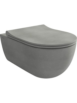 Bocchı BOCCHI V-TONDO RIMLESS ASMA KLOZET KAPAK DAHİL - MAT  BETON