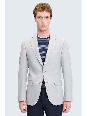 Hatemoğlu Gri Slim Fit Mono Yaka Klasik Ceket