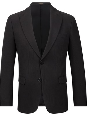 Hatemoğlu Siyah Comfort Fit Sivri Yaka Klasik Ceket