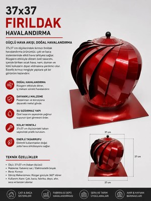 Dorello Baca Aspiratörü Döner Şapka Soba Borusu Esmatik 37X37 cm Rüzgar Gülü Baca Fırıldağı