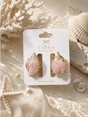 Yiora Kadın Sedefli/mineli 2li Gold Metal Mandal Toka Balık&istiridye Kabuğu 4cm
