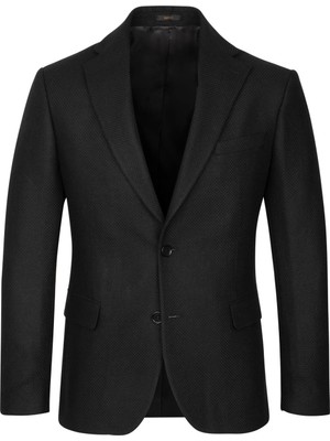 Hatemoğlu Siyah Comfort Fit Mono Yaka Klasik Ceket