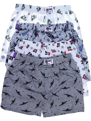 Sedef Yıldızı Erkek Çocuk Desenli Boxer 1037 6 Adet Çok Renkli Pamuklu Rahat Tasarım