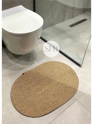 Home Turko Klozet Önü Paspası 40X60CM, Banyo Paspası, Küçük Paspas, Klozet Paspas, Vintage Paspas, Bohem Paspas Hasır Düz