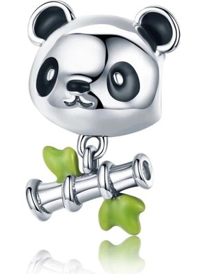 Singularis Sevimli Panda ve Bambu Figürlü Charm - Tüm Bileklik Modelleriyle Uyumlu Sallantılı Takı Aparatı