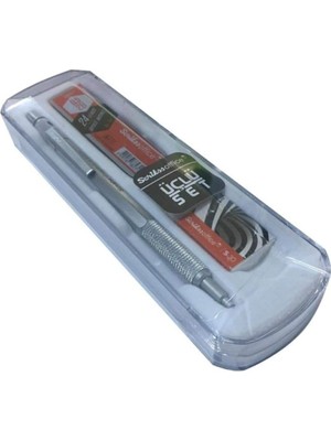 Scrikss 3'lü Set Mekanik Kurşun Kalem Silgi Min Saten Gri 0.5 mm