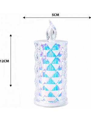 Go İthalat 12 Adet LED Candle Lamp Orta Boy= Çap:5cm - Y: 12CM Pilli LED Mum Mika Kristal Plastik YAKUT-13636 (5263)