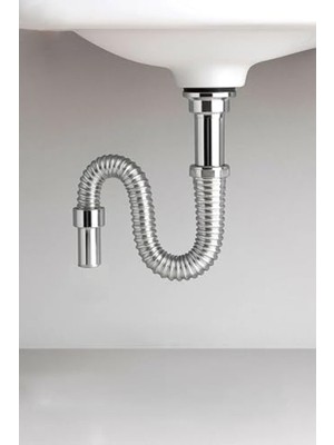 Esranın Dünyası 80 cm Uzunlukta Krom Körüklü Lavabo Gider Borusu, Esnek Metal Yapı