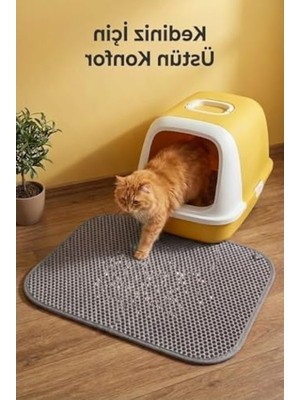 Esranın Dünyası Kedi Tuvalet Önü Paspası, Çift Katmanlı, 50 x 50 cm