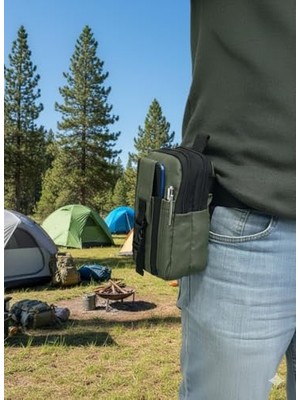 Larskas Taktik Kemer Çantası, Naylon Kumaş, Çok Bölmeli, M ve Telefon Taşıyıcı, Outdoor Kullanım (Yeşil)