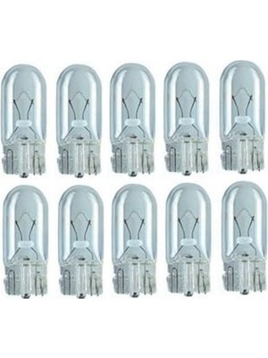 Esranın Dünyası 12V 5W W5W T10 Dipsiz Ampul, 10 Adet Paket