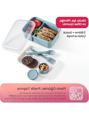 Esranın Dünyası 3 Bölmeli Sızdırmaz Beslenme Kabı - 920 ml + 40 ml Sosluk