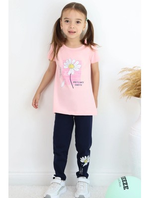 Breeze Kız Çocuk Taytlı Takım Papatya Baskılı 4-9 Yaş, Pembe
