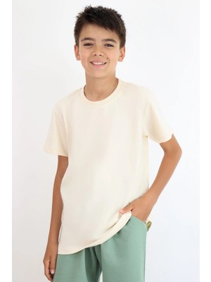 Breeze Erkek Çocuk Tişört Basic 9-14 Yaş, Krem