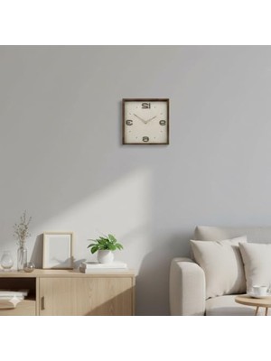 Esranın Dünyası Kare Ahşap Duvar Saati - 30 Cm, Kahverengi