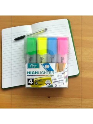 Larskas Fosforlu Highlighter Kalem 4 Lü Set Neon Renkler
