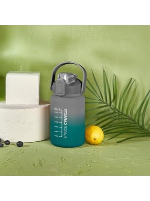 Esranın Dünyası 1000 ml Kapasiteli Pipetli Motivasyon Matara (Yeşil - Gri)