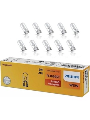 Esranın Dünyası Philips W5W T10 Park Ampulü 12V 5W Standart , 10'lu Paket