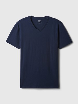 Gap Erkek Lacivert Pamuklu Jersey V Yaka T-Shirt