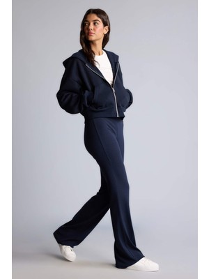 DeFacto Flare Fit Ribana Lacivert Pantolon E0628AX26AU