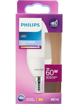 Larskas Philips LED 60W B38 E14 Mum Tipi Beyaz Işık Dim Edilmez Ampul