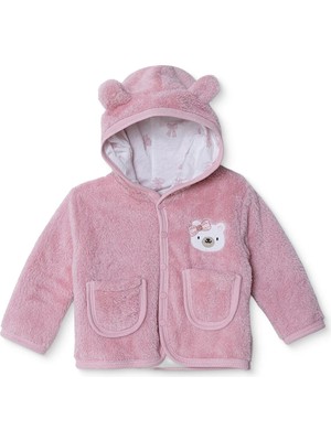 Hellobaby Kız Bebek Hırka Hayvan Baskılı Çıtçıtlı Kapüşonlu Uzun Kol