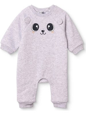 Hellobaby Kız Bebek Tulum Hayvan Baskılı Çıtçıtlı Bisiklet Yaka Uzun Kol Patiksiz