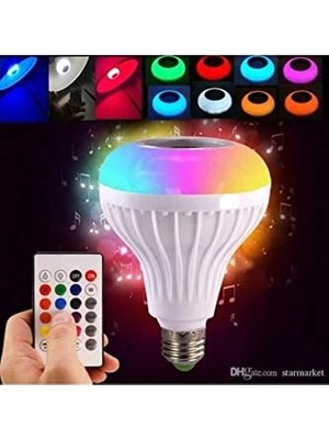 Larskas Bluetoothlu LED Ampul Hoparlör Mp3çalar Renkli LED Disko Ampul