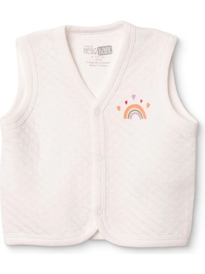 Hellobaby Kız Bebek Kapitone Yelek Gökyüzü Baskılı Çıtçıtlı Bisiklet Yaka Sleeveless