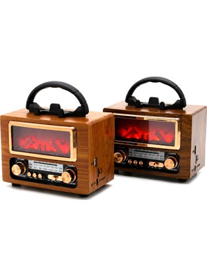 Go İthalat USB Şarjlı - Şömine Ibreli Fm Radyo Retro Mp3 USB - Tf Player Speaker NS-901BT (5263)