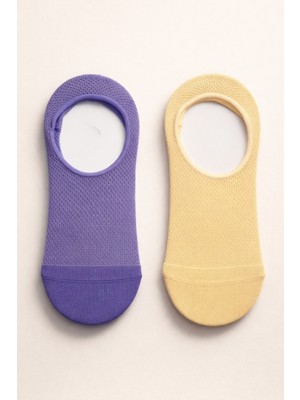 Bony Socks Kadın 2'li Basic Renkli Görünmez Babet Çorap Mor Mix