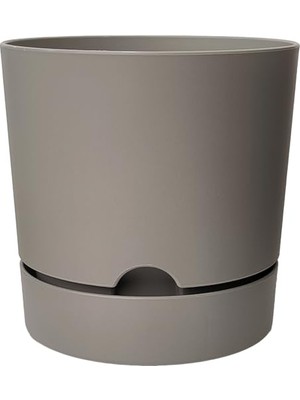 Larskas Begonya Saksı Tabaklı Drenajlı Mat Plastik Çiçek Saksısı (1 Adet, 9 Litre, 25CM, Bej)