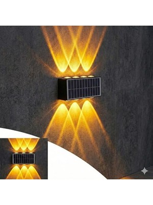 Larskas 20W Güneş Enerjili Dış Mekan Bahçe Duvar Lambası - Cata Kos Solar LED Aplik - IP65 Su Geçirmez, 3200K Gün Işığı & Amber Dekoratif Aydınlatma (Amber Renk Işık)          [enerji Sınıfı A+]