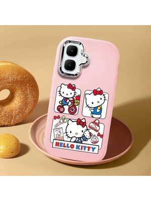 HONTINGA Tecno Spark Go 2 ile Uyumlu Kılıf Kamera Korumalı Düşüme Önleyici Kamera Koruyucu Pembe Yumuşak Silikon Couple Telefon Kılıfı Kitty Desenli K4-0467