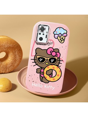 HONTINGA Xiaomi Redmi Note 10 Pro ile Uyumlu Kılıf Kamera Korumalı Düşüme Önleyici Kamera Koruyucu Pembe Yumuşak Silikon Couple Telefon Kılıfı Kitty Desenli K4-0471