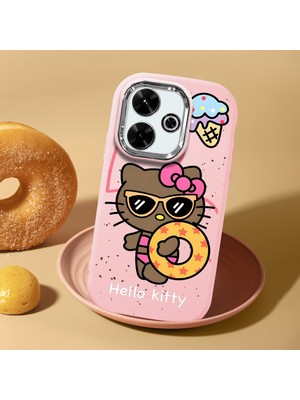 HONTINGA Xiaomi Redmi 13X ile Uyumlu Kılıf Kamera Korumalı Düşüme Önleyici Kamera Koruyucu Pembe Yumuşak Silikon Couple Telefon Kılıfı Kitty Desenli K4-0471