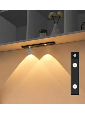 Larskas Hareket Sensörlü Slim LED Kabin Armatürü Dekoratif Dim Edilebilir USB Şarjlı Aydınlatma (Siyah, 20 Cm)          [enerji Sınıfı A]