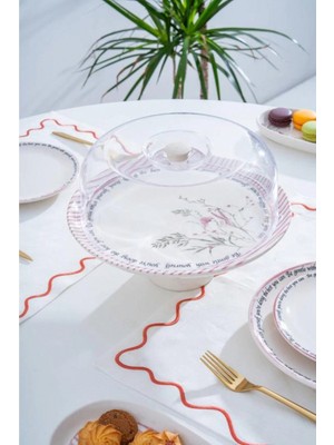 Empressco Laila Desenli Ayaklı Kek Fanusu, 30 Cm, Şık ve Kullanışlı Tasarım