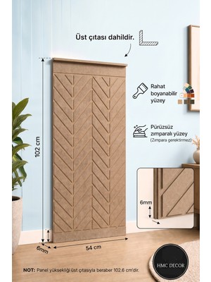 HMC Decor Dekoratif Boyanabilir 6mm Ham Mdf Duvar Paneli Model 1