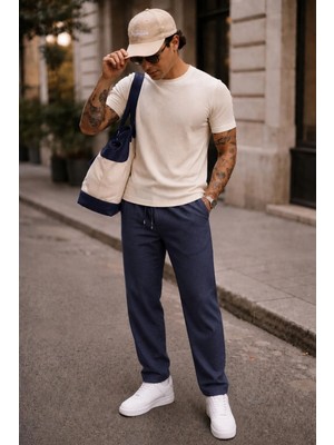 Madmext Lacivert Pantolon Erkekler İçin Cepli Trend Tasarım 65% Pamuk 6531