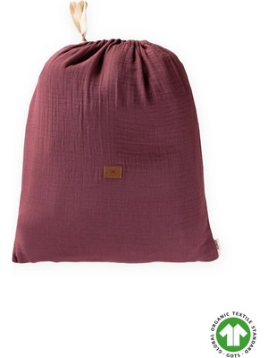 Cigit Keseli Organik Müslin Nevresim Takımı 100X135 cm +/ - 3cm Çarşaf 120X150 Yastık 35X45 cm Mürdüm