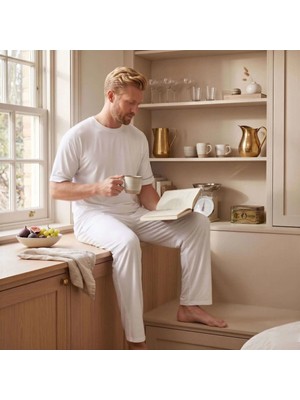 Othello Cooling Jersey Erkek Pijama Takımı - M/l - Beyaz