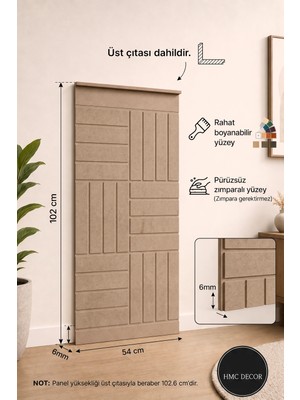 HMC Decor Dekoratif Boyanabilir 6mm Ham Mdf Duvar Paneli Model 3