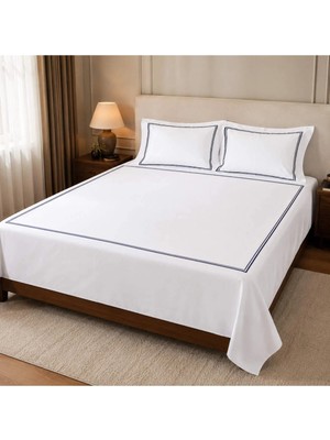 Penelope %100 Pamuk Saten Çift Kişilik Lacivert Nevresim Seti 260X240 cm - Signature Line Serisi