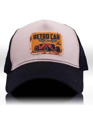 Retro Race Krem Siyah baseball Şapka