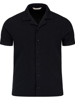 Hatemoğlu Siyah Regular Fit Apaş Yaka Gömlek